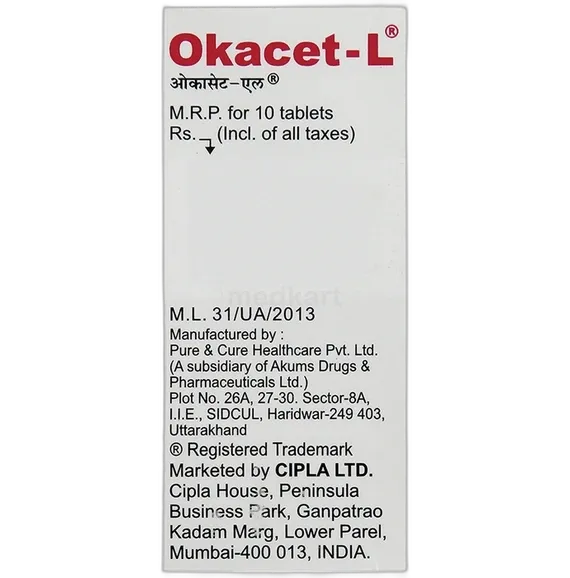 okacet l tablet 10's